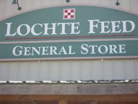 About Lochte General Store. Store front Purina dealer sign.