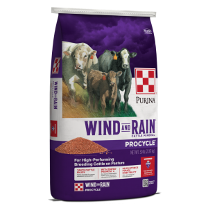 purple bag of Purina Wind and Rain ProCycle