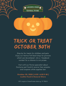 Treats at Locthe Feed Store October 30th