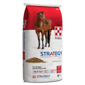 bag of Purina Strategy Professional Formula GX Horse Feed