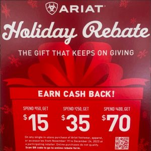 Ariat Holiday Rebate 2023