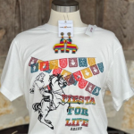 Graphic t-shirt, with colorful text good for Cinco de Mayo: it says 