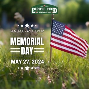 Closed Memorial Day 