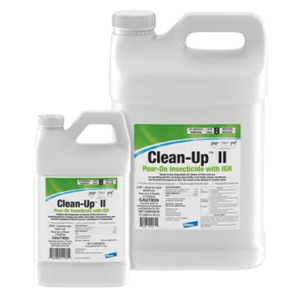 Elanco Clean-Up II Pour-On Insecticide with IGR. Available in gallon and half gallon size.