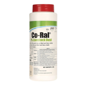 Elanco Co-Ral 1% Livestock Dust 2-lb container.