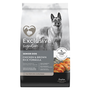 bag of Exclusive Signature Senior Dog Chicken & Brown Rice Formula