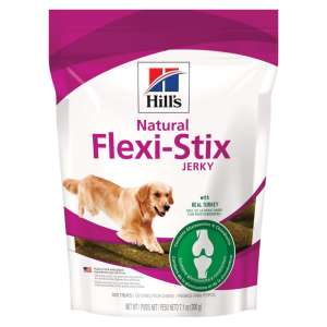 bag of Hill's Science Diet Natural Flexi-Stix Dog Treats with Real Turkey with golden retriever on the front.