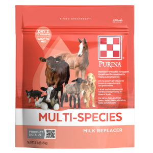 peach colored bag of Purina Multi-Species Milk Replacer