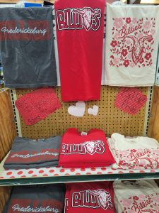 Clothing and Decor on display - a great selection of Billies team t-shirts!