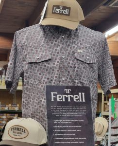 Ferrel shirt and khaki hats